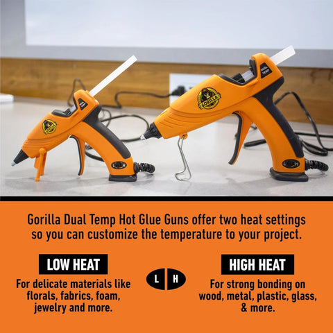 Gorilla Hot Glue Gun, Dual Temp | Precision Nozzle | Easy Squeeze Trigger | 45 Sticks, Pack of 5