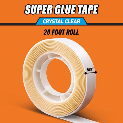 Gorilla Super Glue Tape, Multi-Purpose, Permanent, Double Sided, High Tack, 5/8in x 20ft, Clear (Pack of 1)