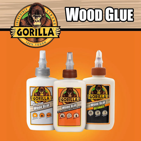 Gorilla Dries Clear Wood Glue, 4 Ounce Bottle (Pack of 2) - Water Resistant for Indoor or Outdoor Projects and Repairs