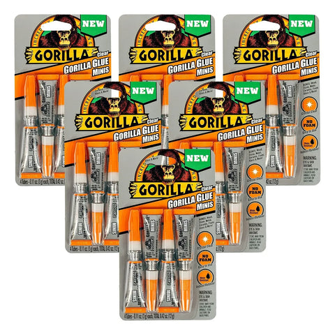 Gorilla Clear Glue, Four 3 Gram Tubes (Pack of 6) - Crystal Clear, All Purpose, and Water Resistant